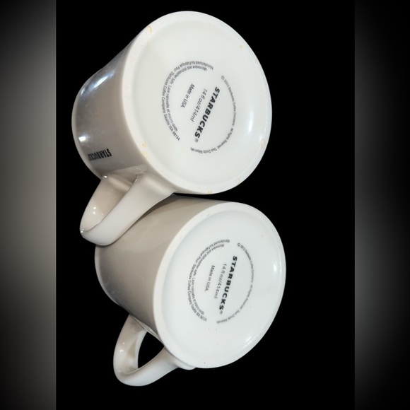Starbucks Mugs Cup Crème With Green Logo 14 Fl Oz Set Of 2 - Picture 4 of 4